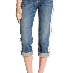 True Religion STARR Cropped Relaxed Straight Leg jeans in blue destroy Sz 25 NWT